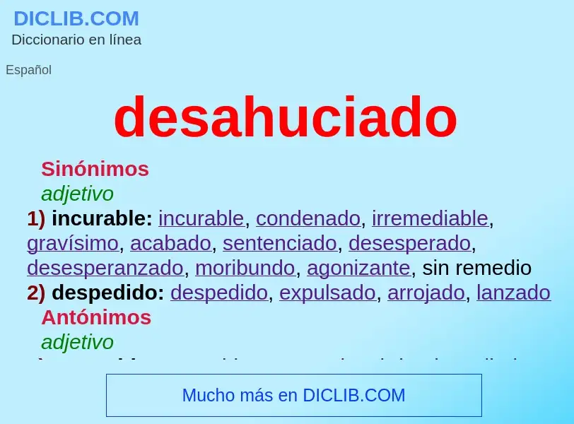 O que é desahuciado - definição, significado, conceito