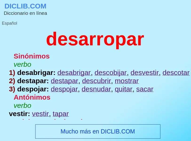 What is desarropar - meaning and definition