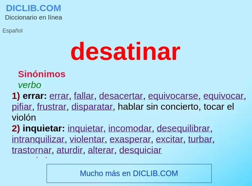 What is desatinar - meaning and definition