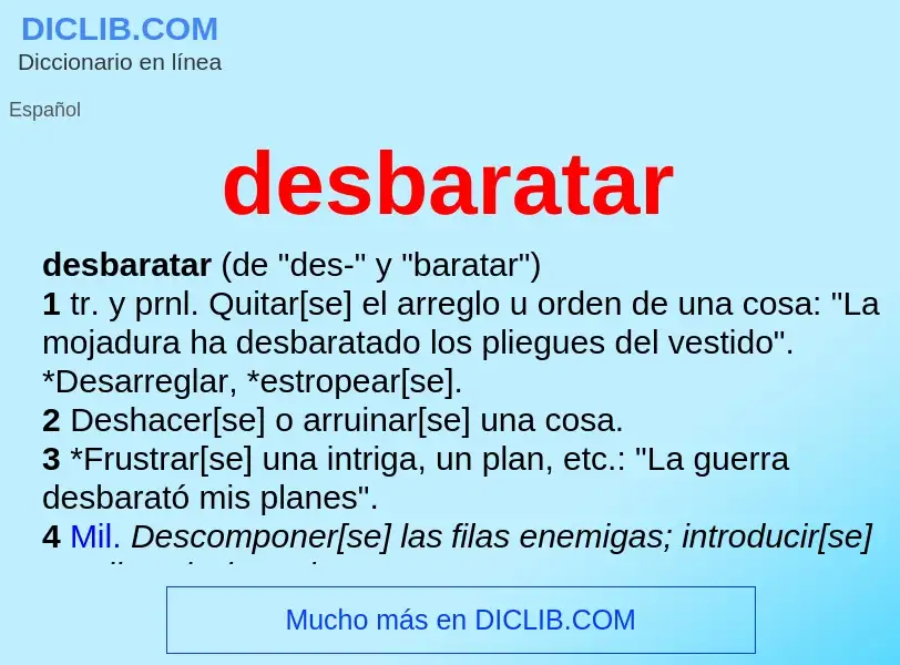 What is desbaratar - definition