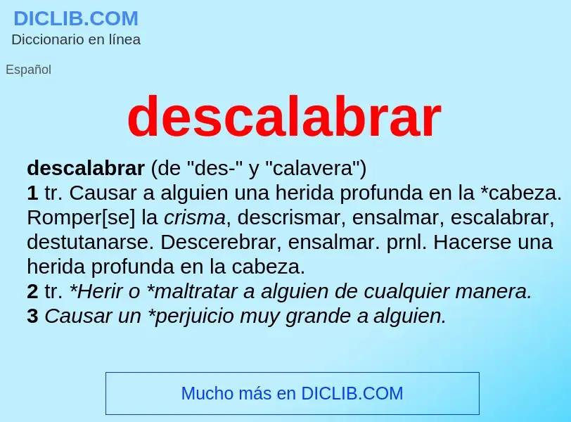 What is descalabrar - definition