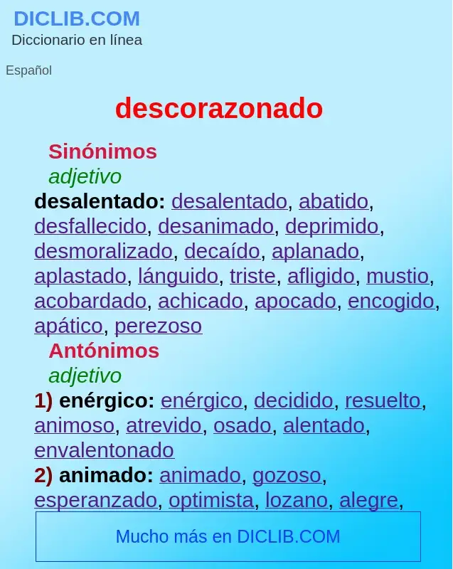 What is descorazonado - definition