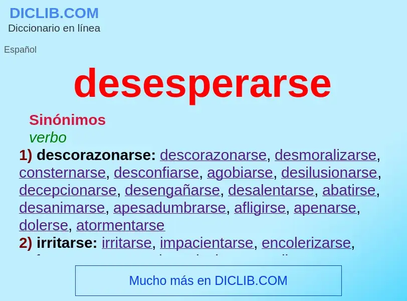 What is desesperarse - definition