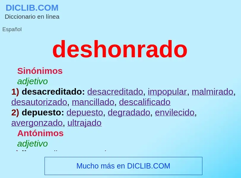 Wat is deshonrado - definition