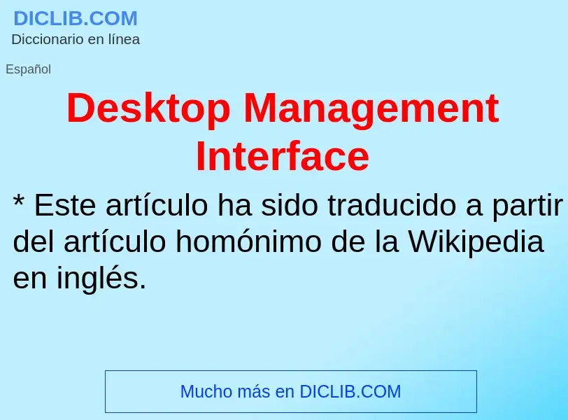 What is Desktop Management Interface - definition