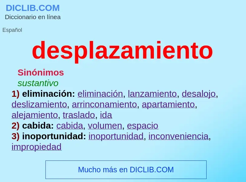 What is desplazamiento - meaning and definition