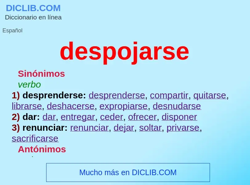 What is despojarse - meaning and definition