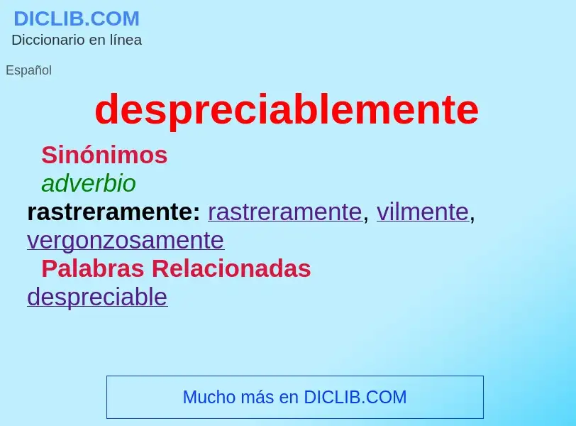 What is despreciablemente - definition