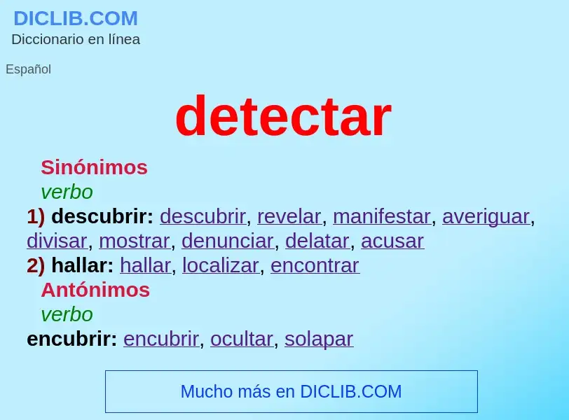 What is detectar - meaning and definition