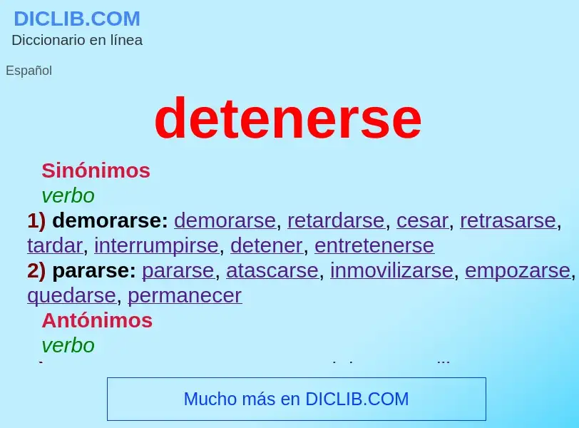 What is detenerse - definition