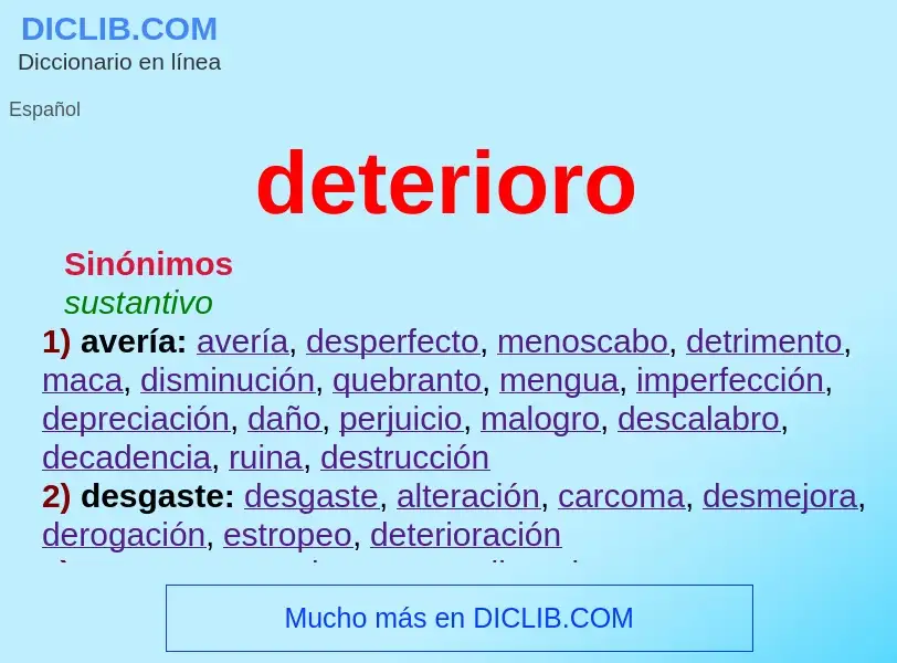 ¿Qué es deterioro? - significado y definición