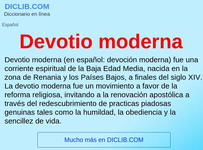 What is Devotio moderna - meaning and definition