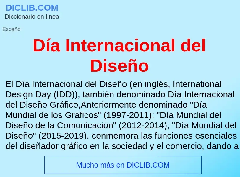 ¿Qué es Día Internacional del Diseño? - significado y definición