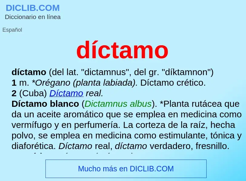 Wat is díctamo - definition