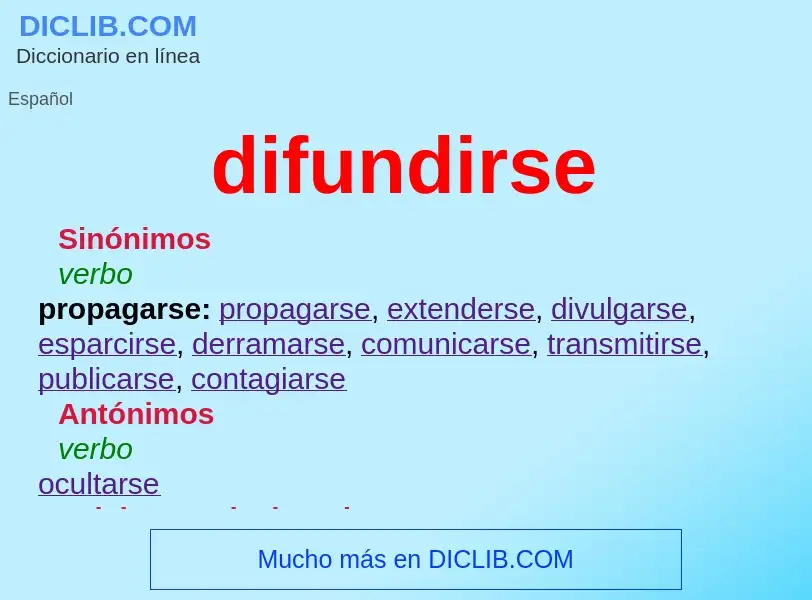 What is difundirse - meaning and definition