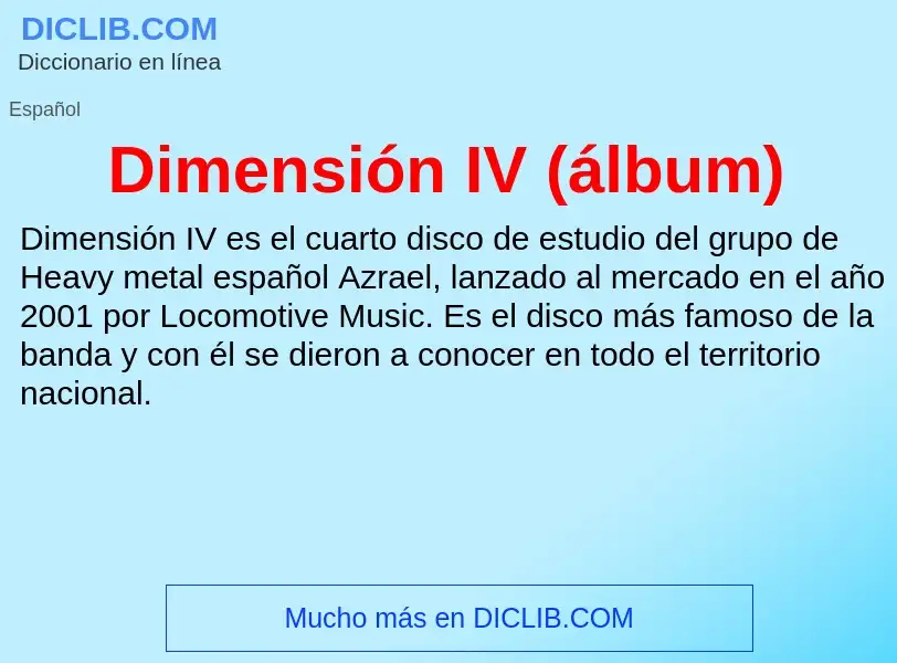 Was ist Dimensión IV (álbum) - Definition