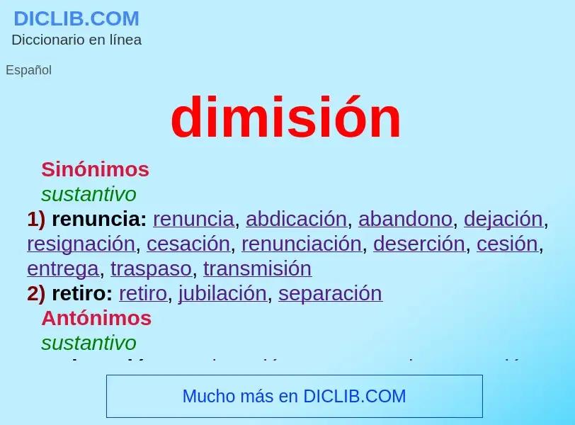 What is dimisión - meaning and definition