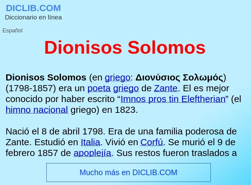 ¿Qué es Dionisos Solomos ? - significado y definición