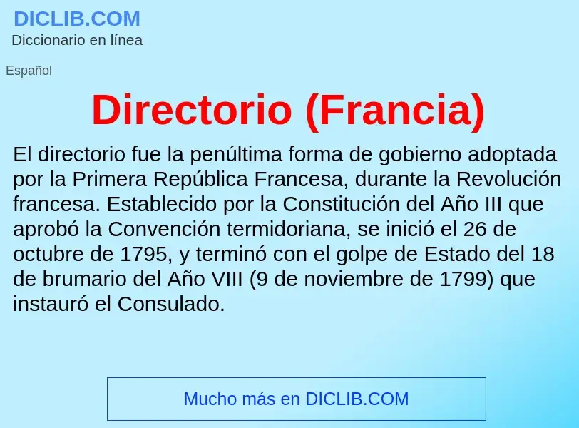 ¿Qué es Directorio (Francia)? - significado y definición