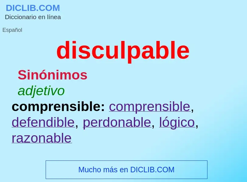 What is disculpable - meaning and definition