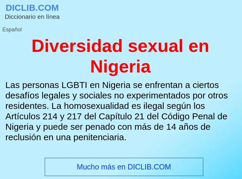 Wat is Diversidad sexual en Nigeria - definition