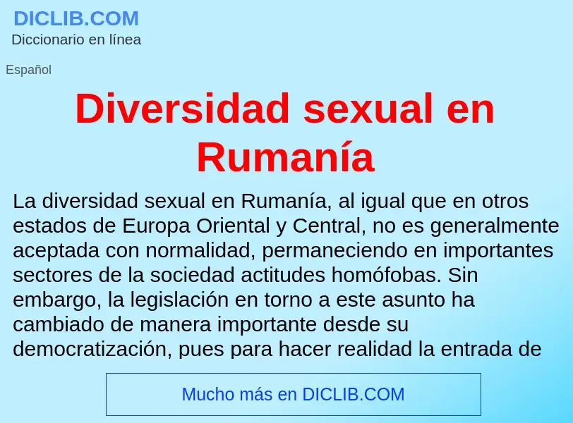 ¿Qué es Diversidad sexual en Rumanía? - significado y definición