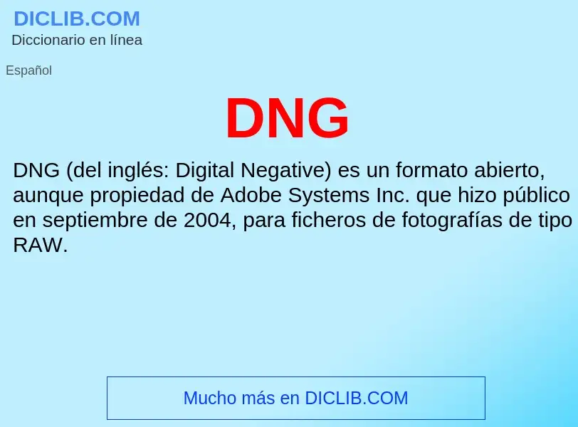 ¿Qué es DNG? - significado y definición