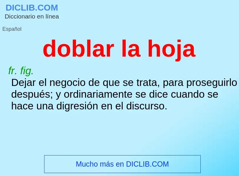 What is doblar la hoja - definition