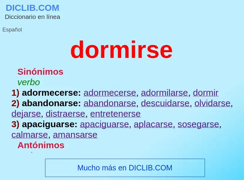 What is dormirse - meaning and definition