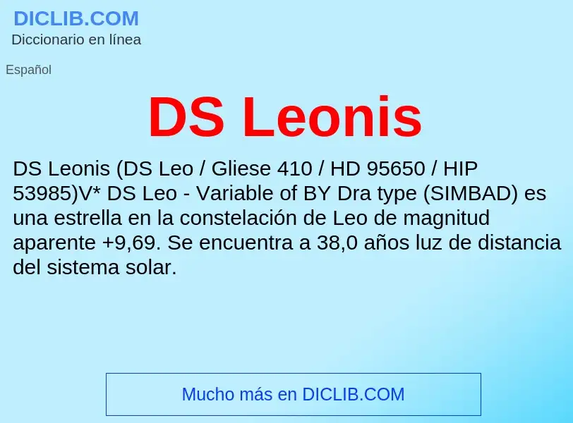 ¿Qué es DS Leonis? - significado y definición