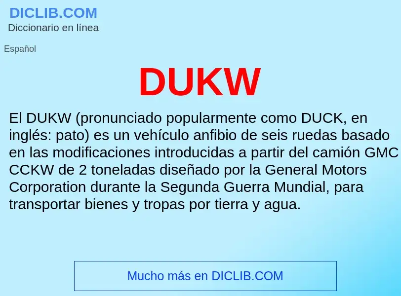 ¿Qué es DUKW? - significado y definición