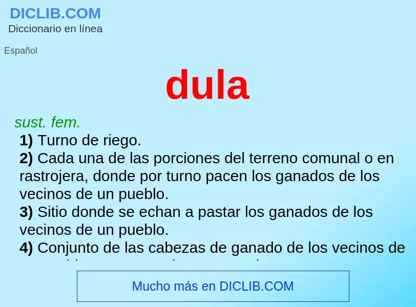 ¿Qué es dula? - significado y definición