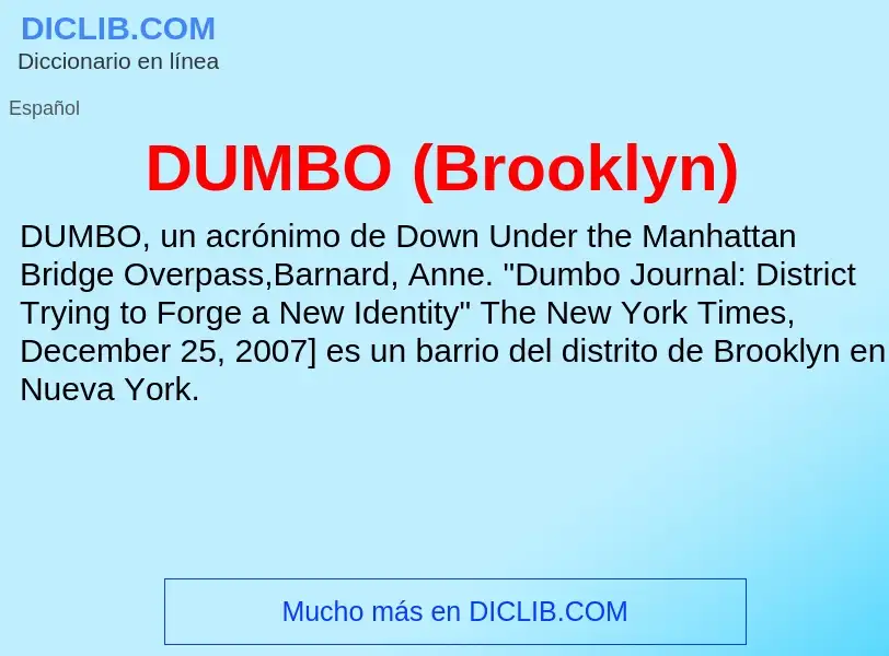 ¿Qué es DUMBO (Brooklyn)? - significado y definición