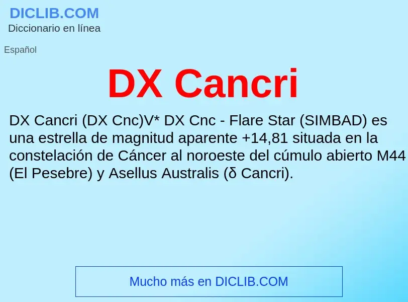 ¿Qué es DX Cancri? - significado y definición