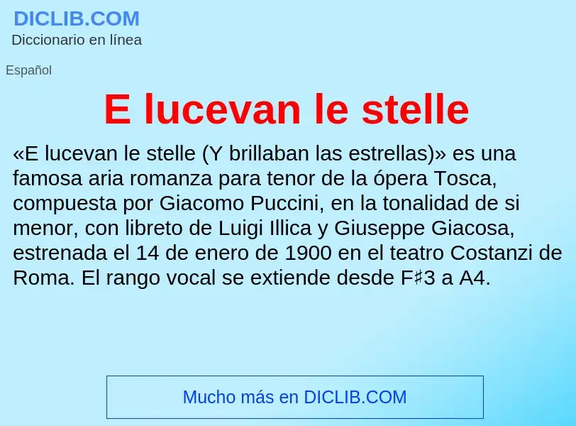 ¿Qué es E lucevan le stelle? - significado y definición