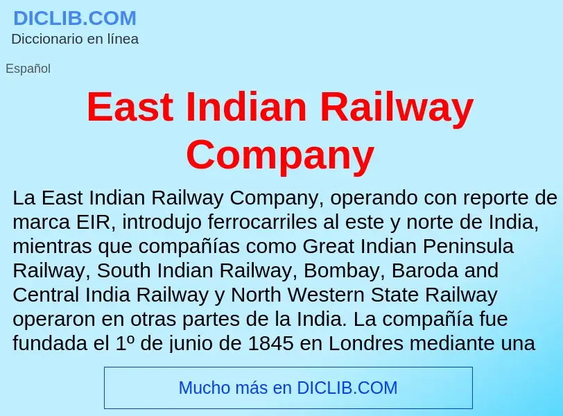 Что такое East Indian Railway Company - определение