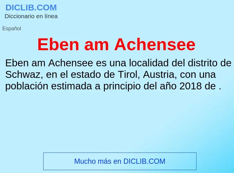 What is Eben am Achensee - meaning and definition