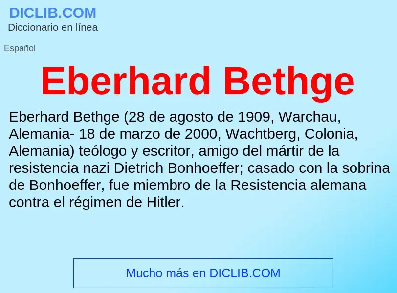 What is Eberhard Bethge - meaning and definition