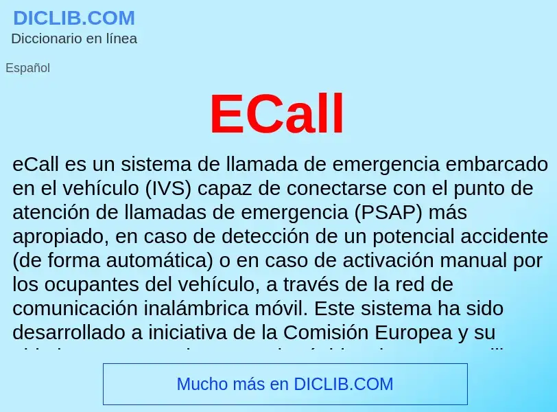 ¿Qué es ECall? - significado y definición