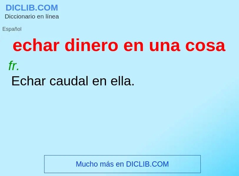 Wat is echar dinero en una cosa - definition