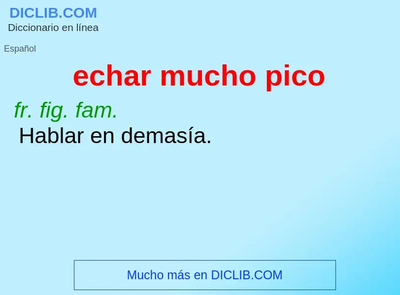 Wat is echar mucho pico - definition