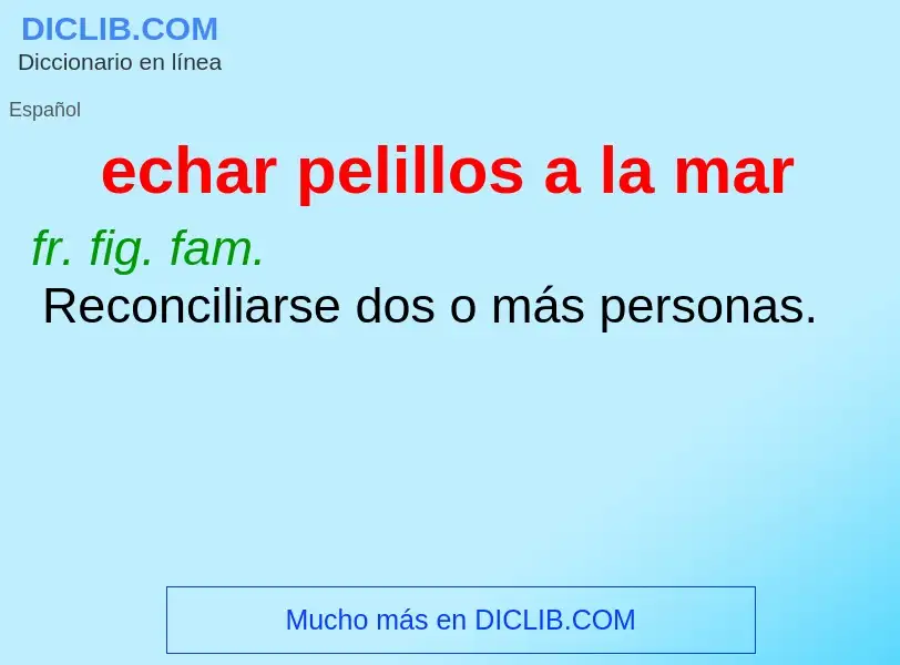 What is echar pelillos a la mar - meaning and definition