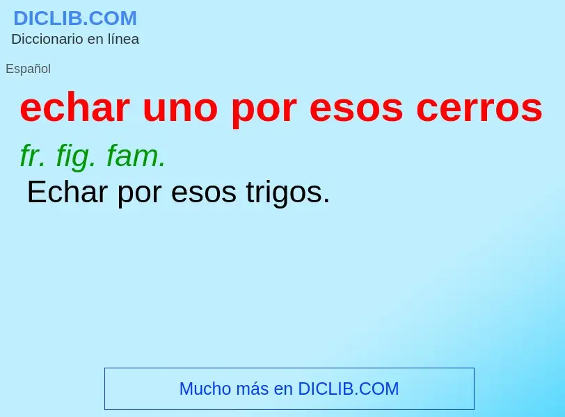 Wat is echar uno por esos cerros - definition