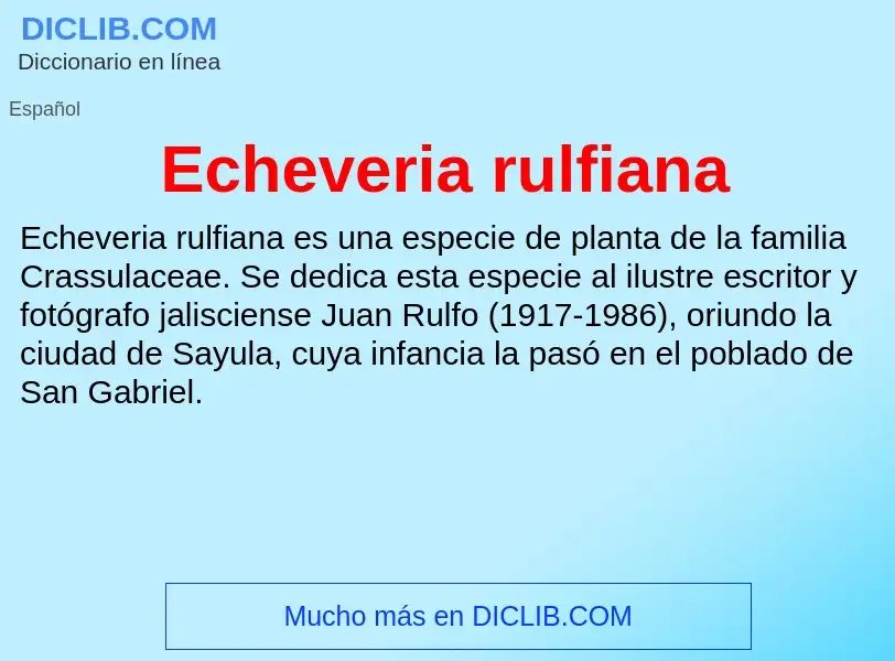 What is Echeveria rulfiana - meaning and definition