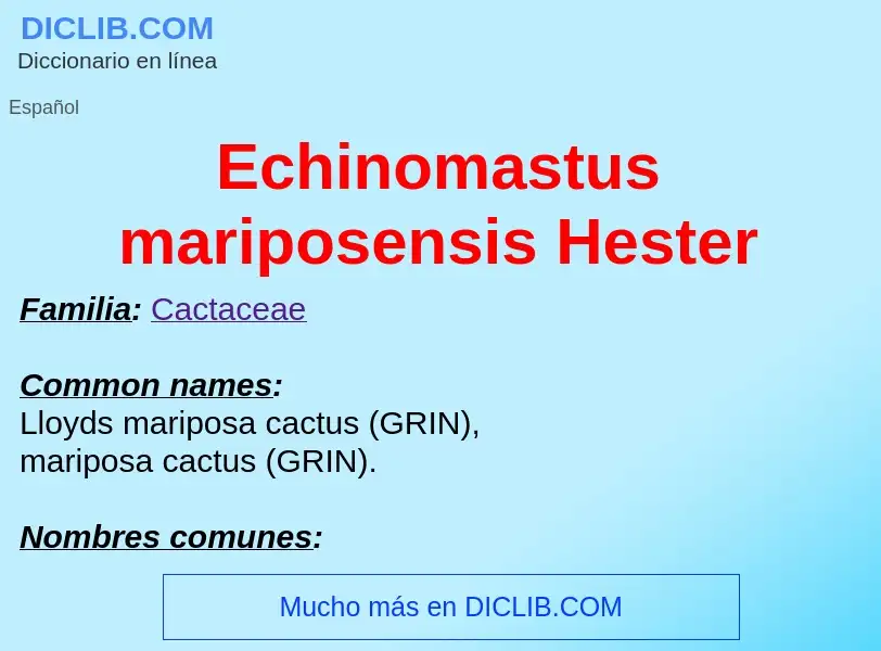 What is Echinomastus mariposensis Hester - meaning and definition