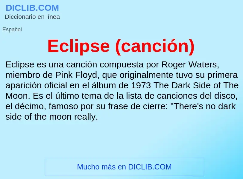 What is Eclipse (canción) - meaning and definition