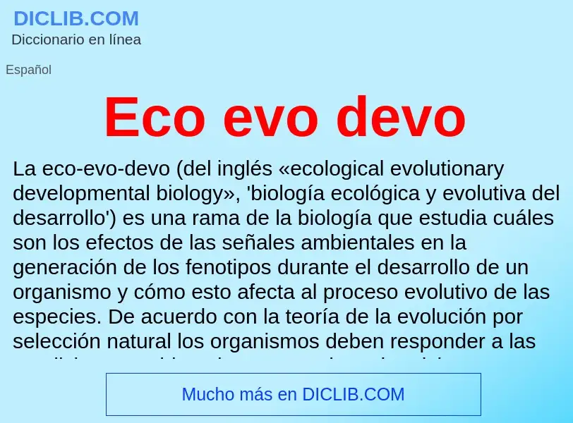 What is Eco evo devo - meaning and definition