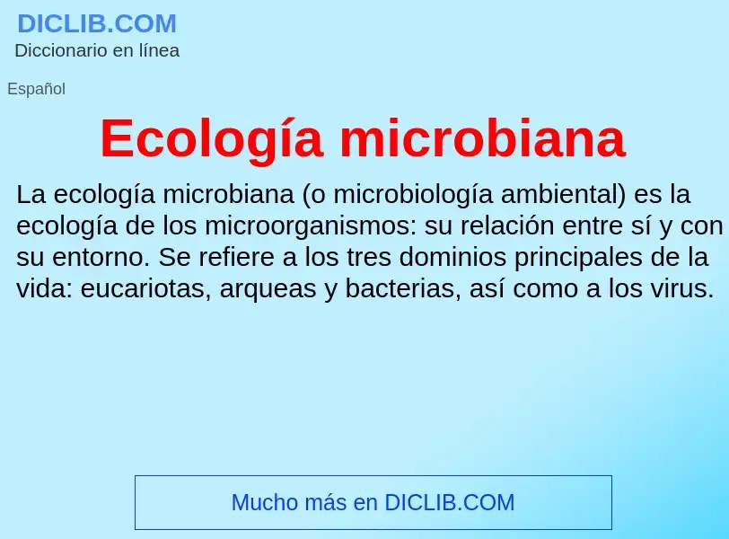 What is Ecología microbiana - meaning and definition