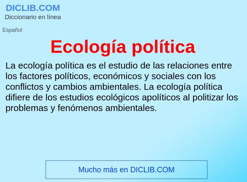 What is Ecología política - meaning and definition