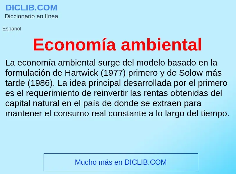 What is Economía ambiental - meaning and definition